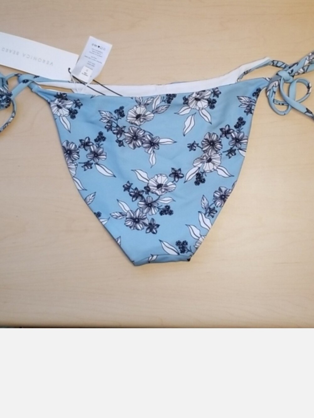NWT Veronica Beard Gavitella floral blue bikini bottom string tie - Picture 2 of 7